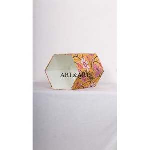 Poubelle décorative artisanale en carton imprimé floral pour la maison, poubelle à papier en acier pour le recyclage en cuisine, vente en gros - Product Image 4