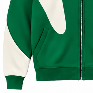 Emerald Green Contrast Panel Zip Up Hoodie Men Streetwear Full Zipper Long Sleeve Casual <b>Fleece</b> <b>Hooded</b> <b>Jacket</b> With Pockets - Product Image 6