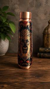 ขวดน้ำทองแดงลายคลื่นแบบตะวันออก พกพาสะดวกสำหรับการเดินทาง - Product Image 5