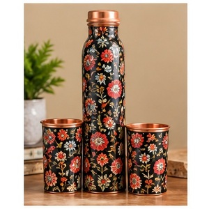Meenakari Eco-Friendly Copper <b>Water</b> <b>Bottle</b> Set with Traditional Printed Design Classic Style <b>BPA</b> <b>Free</b> for Travel - Product Image 4