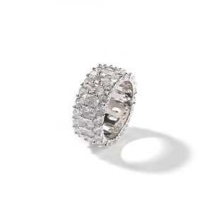 Anillo de moissanita rosa con incrustaciones de diamantes, anillos de tenis de 3 filas, anillos de diamantes ovalados estilo hip-hop, nuevo diseño para mujer y hombre - Product Image 5