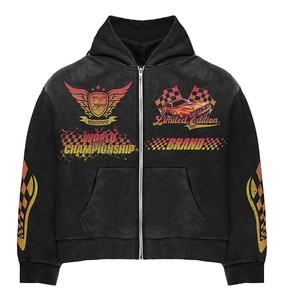 Chándal acampanado lavado ácido personalizado para hombre al por mayor, chándal con capucha y cremallera, diseño impreso, chándal acampanado personalizable para hombre - Product Image 3