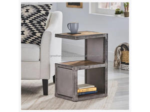 Table d'appoint industrielle moderne en forme de C avec structure métallique et plateau en bois, table de chevet, table d'appoint de canapé pour salon et chambre 2026 - Product Image 4