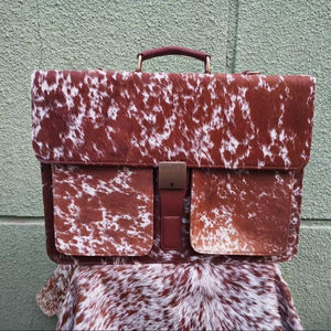 Maletín de Cuero Genuino con Pelo de Vaca, Estilo Vintage, para Portátil, Bolso de Mano, LPBH-0029 - Product Image 1