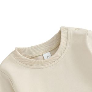 Sweat-shirt à col rond uni crème pour bébés garçons, pull à manches longues pour tout-petits, automne - Product Image 3