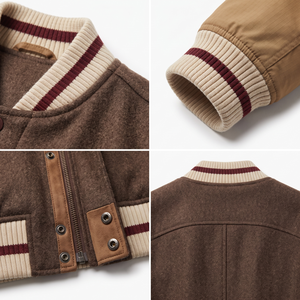Chaqueta Varsity de Lana Personalizada para Hombre, Mangas de Cuero, Parche de Chenille, Chaqueta Bomber Letterman, Abrigo de Béisbol Estilo Urbano OEM, Proveedor 3XL - Product Image 4