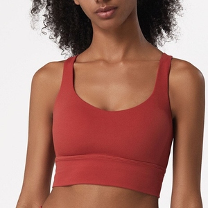 Soutien-gorge de sport sans couture WARPRO INDUSTRY pour femme, bleu clair, maintien élevé, bretelles spaghetti, respirant, haut de sport 100 % coton - Product Image 3