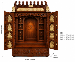 South Indian Ashtalakshmi Pooja <b>Mandir</b> with Doors Teak Wood Customized Size Durable Fast Delivery Home Furniture - Product Image 6