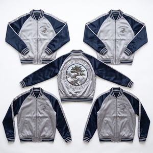 Fournisseur en gros Veste bomber de baseball en satin marron doré brodée motif Harvest Wain Wagon, style souvenir - Product Image 4