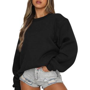 Dear-Lover Logo personnalisé OEM ODM épaule tombante haute qualité plaine vierge solide O cou haut bas ourlet pull Vintage sweat - Product Image 5