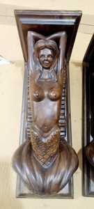 Supports muraux décoratifs en bois Art Déco faits à la main avec motifs de sirènes pour suspendre des objets - pour anniversaire, anniversaire de mariage et baptême - Product Image 4