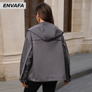 Wholesale New Women's <b>Jackets</b> <b>Short</b> Top Pocket Zipper Ladies Biker <b>Jacket</b> Stand Breathable Polyester for Autumn - Product Image 2
