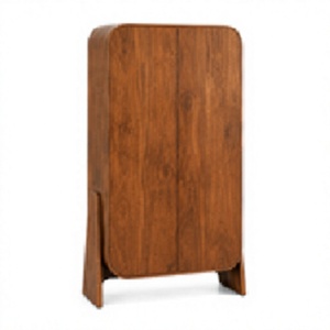 Armoire de rangement haute en bois de manguier massif, écologique et durable, avec portes doubles et pieds inclinés, style moderne du milieu du siècle, pour chambre à coucher - Product Image 2