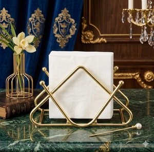 Luxury Gold Metal Napkin <b>Holder</b> Elegant Geometric Design Table Napkin Stand Durable Iron <b>Tissue</b> <b>Holder</b> For Dining Table <b>Kitchen</b> - Product Image 6