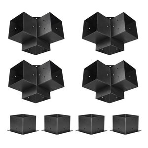 Kit di 8 staffe per pergola 6x6, connettori angolari a 3 vie per impieghi gravosi, facili da installare, per lavori in legno fai-da-te, supporti per scaffali - Product Image 1