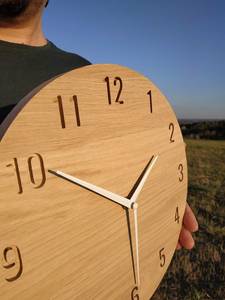 Hand Crafted Rustic Wooden <b>Wall</b> <b>Clock</b> Round Analog Quartz Numerals For Living Room <b>Decor</b> - Product Image 6