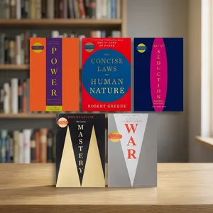 Ensemble de 5 livres de Robert Greene, édition brochée, auto-bien-être, haute qualité, best-seller : Les 48 lois du pouvoir, Maîtrise de la puissance, Séduction, Guerre, Nature humaine - Product Image 3