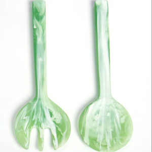 Cuillères et fourchettes de service personnalisées en résine Aqua Swirl, écologiques, pour la maison, les mariages et la cuisine - Product Image 1