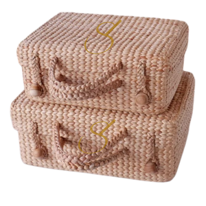 Vintage Water Hyacinth <b>Wicker</b> Picnic <b>Basket</b>: <b>Square</b> Woven Storage - Product Image 4