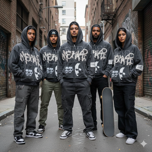 Men's Hoodies & Sweatshirts Heavyweight 500 GSM Cotton <b>Fleece</b> Custom Distressed Embroidery Acid Wash Cropped <b>Zipper</b> Hoodie - Product Image 2
