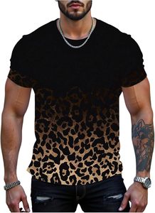 T-shirt en velours imprimé léopard pour homme, coupe ample, col rond, anti-rides, manches courtes, été - Product Image 3