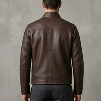Veste en cuir véritable pour homme de qualité supérieure, vêtement d'extérieur décontracté moderne, fermeture éclair intégrale, col montant, poches zippées, design élégant pour tous les jours
