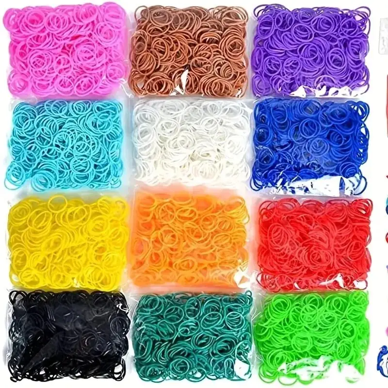 2024 DIY Hand Made Rubber Bands Loom Set Rubber Loom Bands Kits Friendship Bracelet Necklace Jewelry Making For Kids Gifts