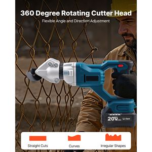 Cordless 360 Degree Pivoting Head Sheet Metal Cutter 110VAC 20VDC Double Blades 18 GA Galvanized Steel Metal <b>Shear</b> <b>Scissor</b> <b>Shear</b> - Product Image 3
