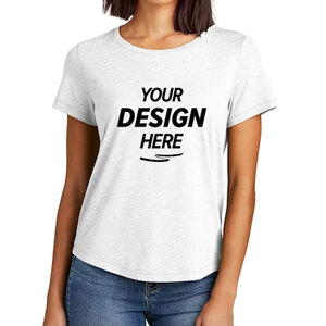 T-shirt personnalisé pour femme, coupe ample, col rond, imprimé graphique, broderie, coton, fibre de bambou, séchage rapide - Product Image 4