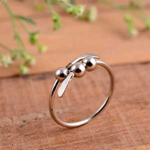 SHYAM JEWELRS Luxury 925 Sterling Silver Anxiety <b>Spinner</b> <b>Ring</b> Adjustable Fidget with Movable Beads for Stress Relief - Product Image 5