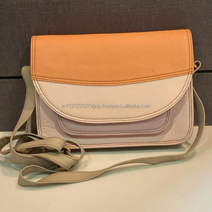 กระเป๋าถือหนังคุณภาพสูงสำหรับผู้หญิงกระเป๋าสะพายข้างแบบตะวันตกสีหนังแท้รีไซเคิลหนังแท้สีสันสดใส - Product Image 3