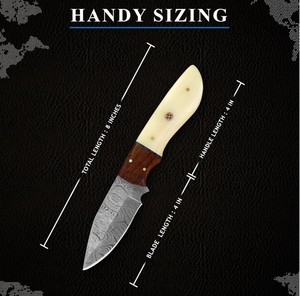 Cuchillo de Caza Imperial Enterprises de Acero de Damasco de Grado Industrial con Hoja de Punta Caída, Mango de Cuero y Funda de Cuero - Product Image 3