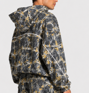 Conjunto Deportivo de Camuflaje Extra Grande para Hombre, Marca OEM Contrastline, Sudadera con Capucha y Ribete en Contraste de Felpa de Algodón Premium y Pantalones Jogger de Pierna Ancha - Product Image 4