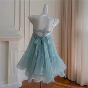 Handmade Women's Summer Boho <b>Mini</b> Dress High Quality Style Ruffle Short Sleeveless Washable Casual Natural in Wholesale Price - Product Image 4