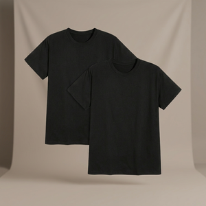 Unisex Black Cotton T-Shirt Crew Neck Regular Fit All Seasons Solid Color Breathable 100% Cotton Adult Size - Product Image 2