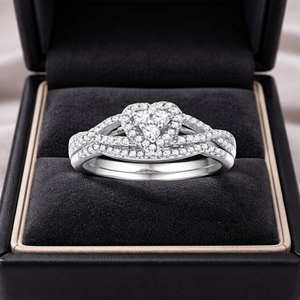 Ensemble de bagues de fiançailles pour femmes avec diamant naturel rond véritable de 1,00 TCW |   Bague de mariage en or blanc sertie de pierres pour anniversaire de mariage - Product Image 2