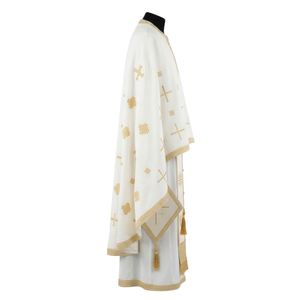 ShineWays Enterprises - Conjunto de Vestimenta Sacerdotal Ortodoxa Bordada Personalizada, Diseño de Cruz Blanca y Dorada, Felonión, Epitracelión - Product Image 4