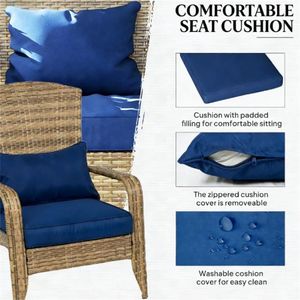 Sedia da terrazza e da giardino blu scuro con schienale - Product Image 4