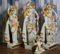 Ensemble d'idoles hindoues en marbre vietnamien de qualité supérieure, finition artisanale, statue de Ram Darbar, statue décorative de Hanuman, Murti pour la maison, le temple, le bureau, la salle de Pooja