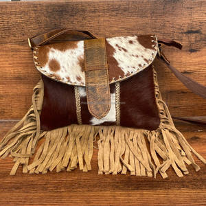 Vente en gros de sacs à franges en cuir de vachette tendance pour femmes 2024 sac à bandoulière en cuir véritable sacs à main de luxe en cuir véritable - Product Image 2