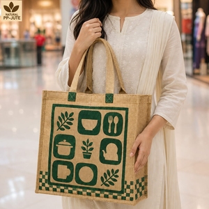 Sac de courses en jute naturel laminé, sac de courses pour la vente au détail, 36x40x15 cm, logo personnalisé, vente en gros, OEM, marque privée, modèle MY-JT-14 - Product Image 5