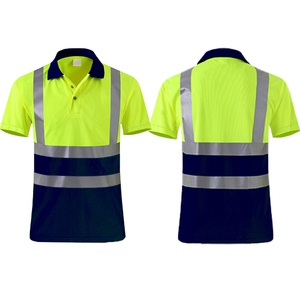 Camisas de Trabajo de Alta Visibilidad para Hombre, Reflectantes, Manga Corta, Transpirables, Estilo Casual de Verano, Cuello Alto, 100% - Product Image 3