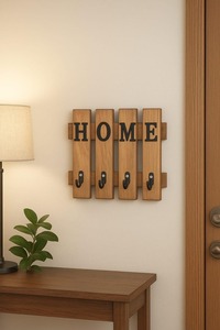 Stylish Wooden Home Word <b>Key</b> Holder <b>Hook</b> For New Home Decor And <b>Wall</b> Mounted <b>Key</b> Storage Space Saving Solution From India - Product Image 6