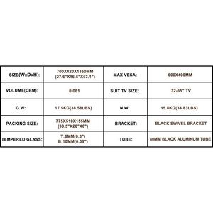 Supporto per TV multifunzione ad angolo di altezza regolabile con ruote bloccabili a 2 livelli ripiani in vetro temperato per dispositivi multimediali LCD/Plasma TV - Product Image 2