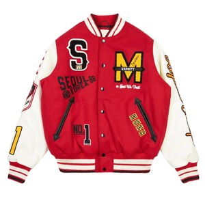 Premium <b>Leather</b> Sleeve Varsity <b>Jacket</b> Wholesale Custom College Letterman <b>Jacket</b> With Embroidered Patches - Product Image 2