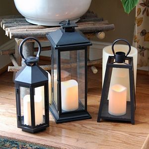 Elegant tabletop metal <b>candle</b> <b>lantern</b> with glass enclosure for safe lighting and beautiful home decoration ambiance - Product Image 2