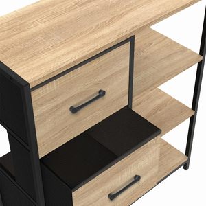 3-Tier Durable Metal Cabinet with <b>Black</b> Powder Coating Multi-Purpose Storage for Living Room Contemporary Vintage Design Drawers - Product Image 4
