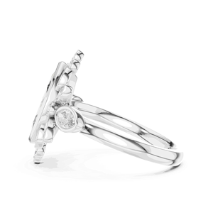 Anillo de Halo con Diamantes Cultivados en Laboratorio de 1.50 CTW en Oro Sólido de 18K con Detalles Florales de 0.61 CTW EF para Compromisos Elegantes - Product Image 4