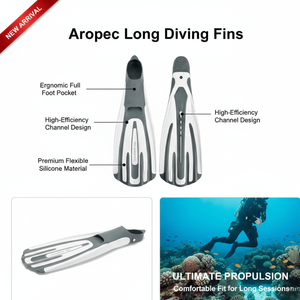 Palmes de plongée courtes en caoutchouc silicone pour adultes, palmes de plongée en apnée, palmes de natation pleine paume, personnalisables OEM/ODM - Product Image 5