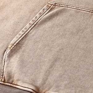 Sweat-shirt à capuche pour homme, couleur unie, coton lavé, molleton français, poche kangourou, manches classiques, style hiver, tricoté - Product Image 5